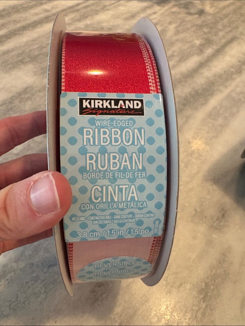 Kirkland Signature Satin Ribbon with Metallic Edge - Red